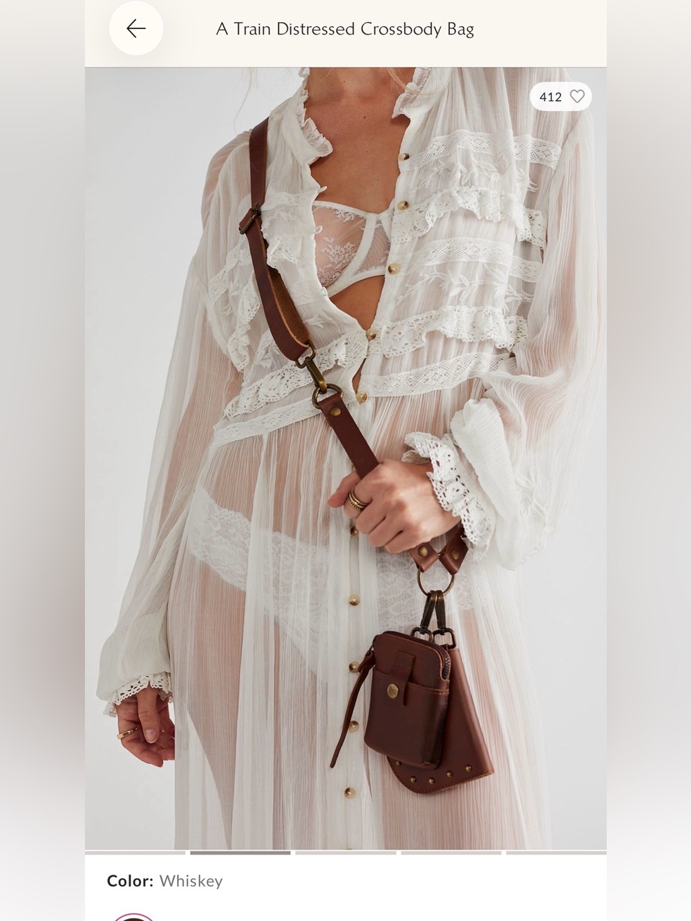 Free People ‘A Train’ distressed crossbody Bag in color Whiskey